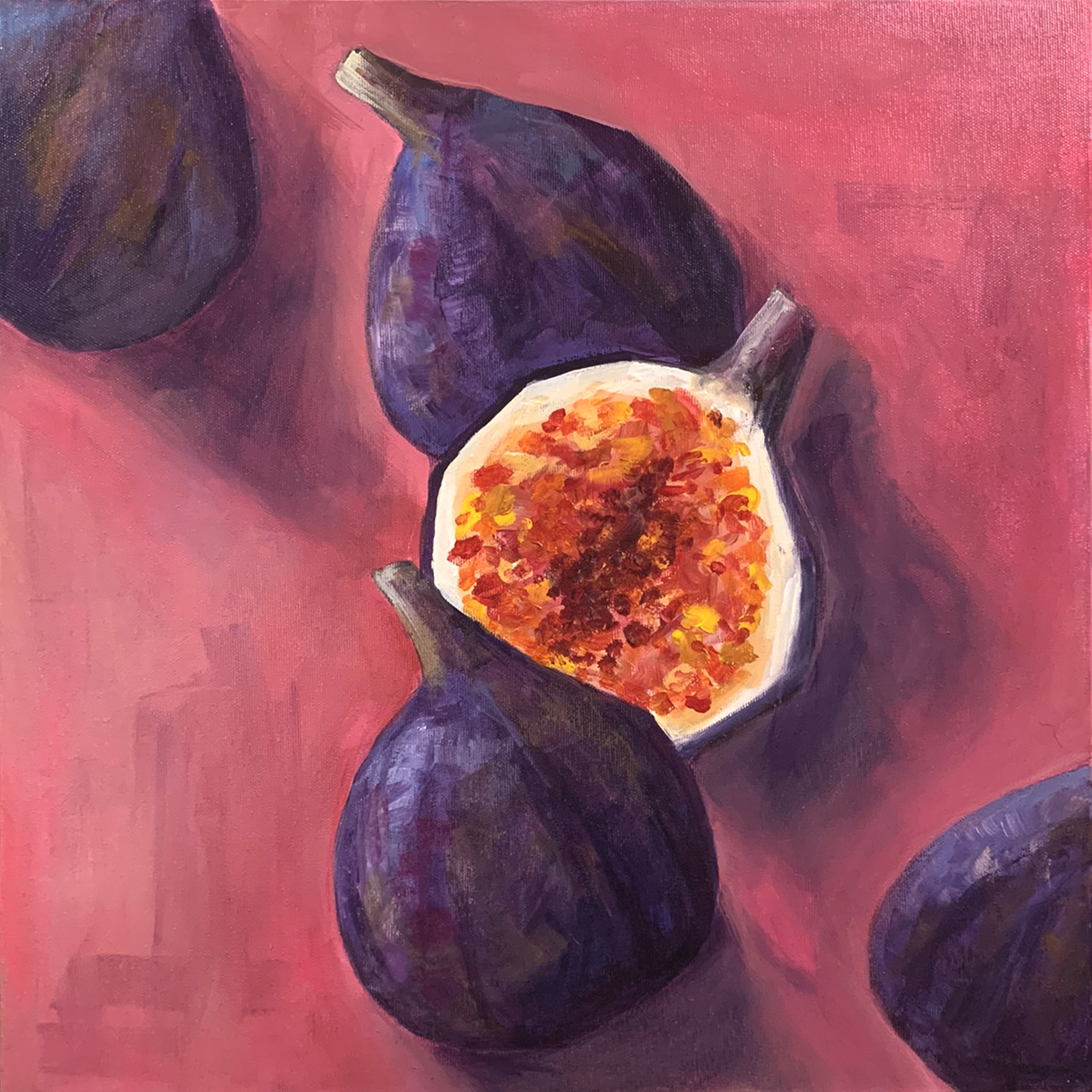 Fig in the pink - 50x50 cm || akryl na płótnie
