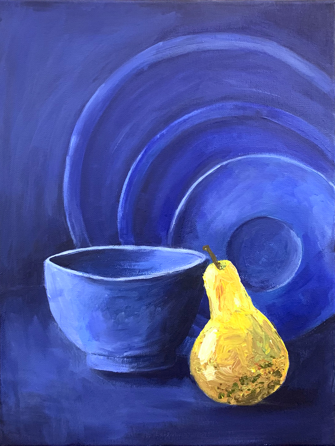 Pear in the blue - 30x40cm || akryl na płótnie